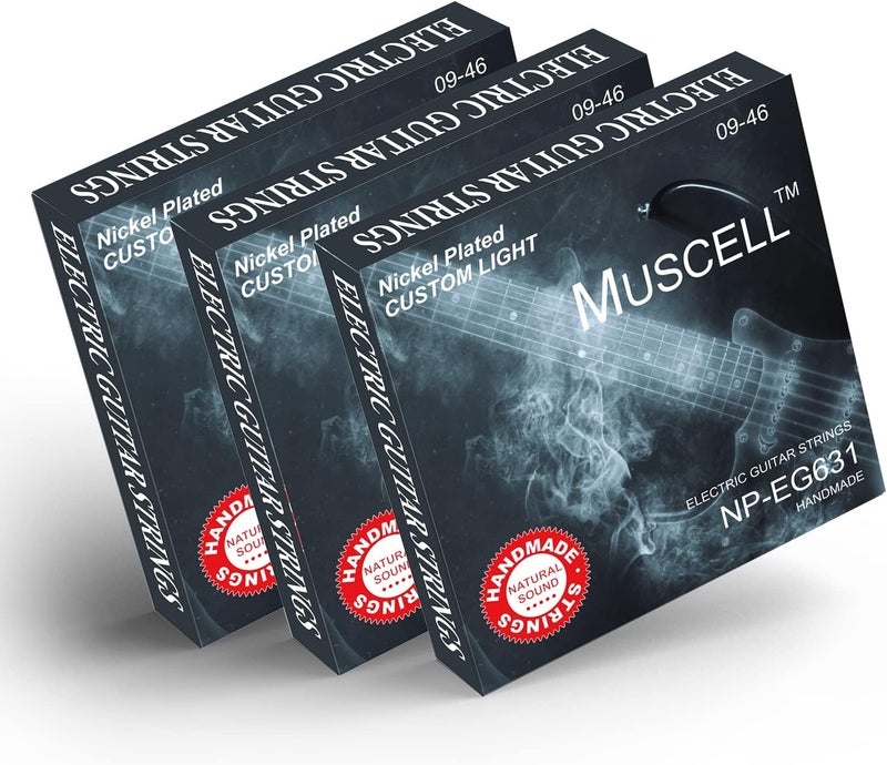 MUSCELL Electric Guitar Strings Handmade Nickel Plated Hex Steel Colorful Ball End-3 Packs-6 String-Custom Light 09-46 - Image 1